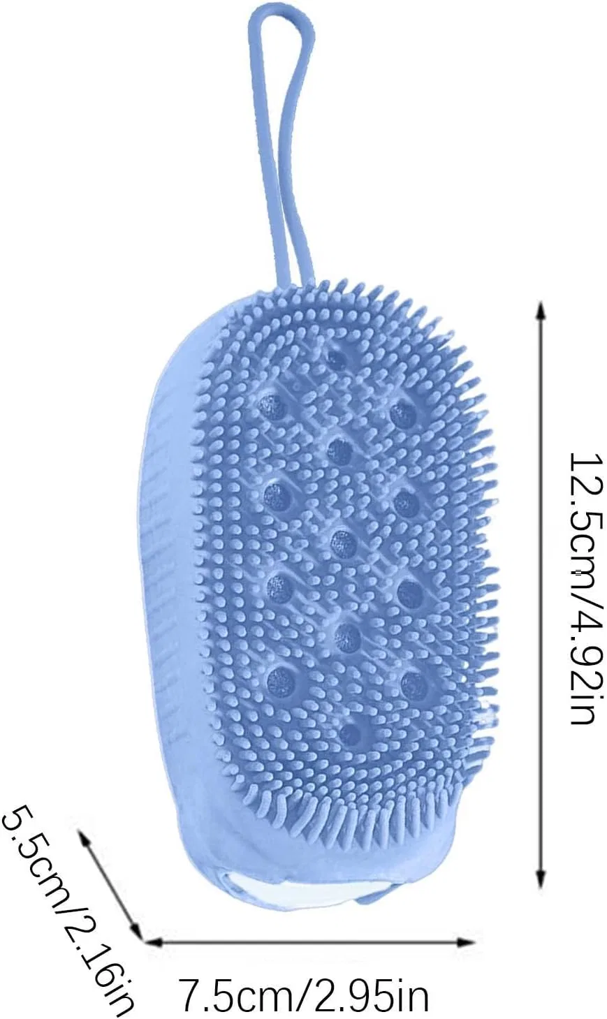 Двусторонняя силиконовая мочалка для тела, Generisch, 48 г, 5.5x7.5x12.5 см, Blue — фото 4
