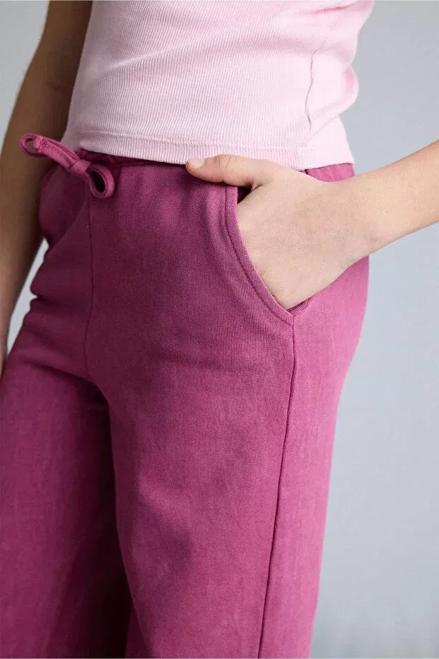 Детские широкие брюки для девочек хлопковые Defacto, Pink-Pn10 — фото 4