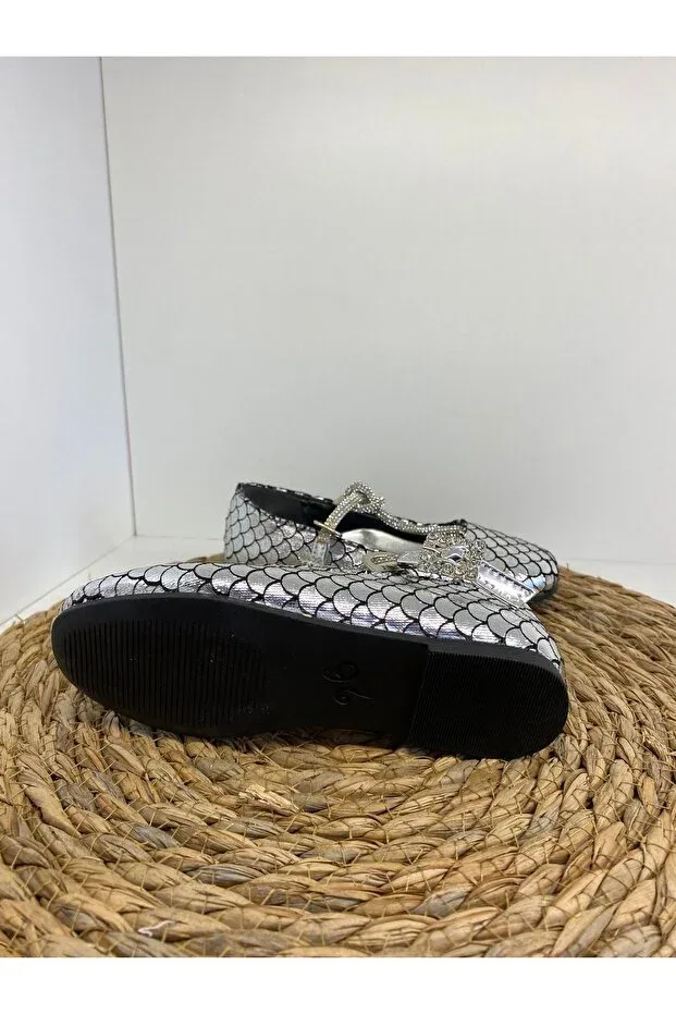 Детские балетки для девочек с ортопедической стелькой Stone Harli, Silver — фото 3
