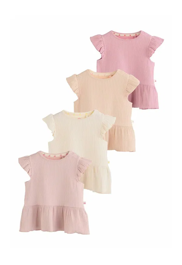 Футболка хлопковая Regular fit - peplum 4 pack, Next, Pink, розовый