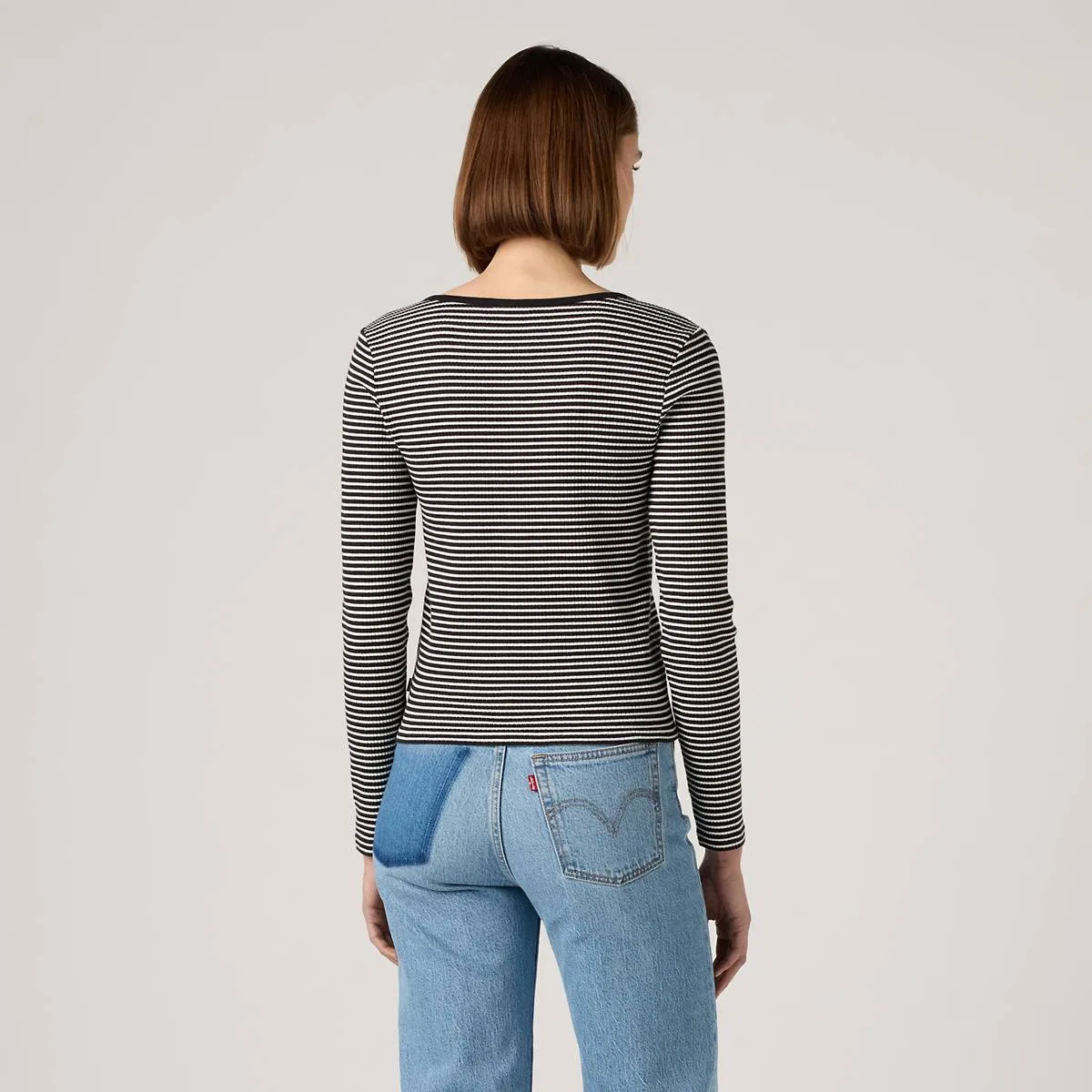 Рубашка с длинными рукавами на пуговицах от Austen Levi's, Annalise Stripe Anthracite Night Egret - Black — фото 4