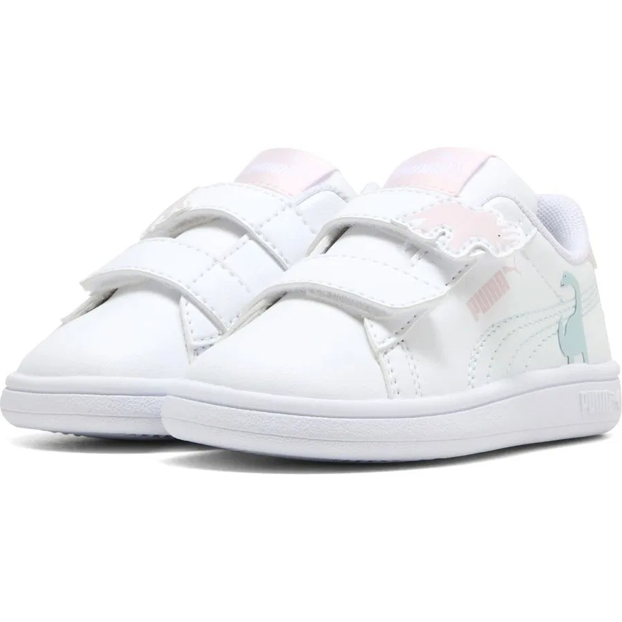 Детские кроссовки с динозаврами Puma Smash 3.0 Dino, Белый — фото 2