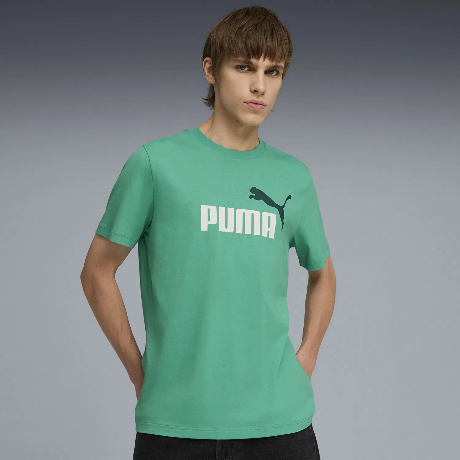 Детская хлопковая футболка с логотипом PUMA, Vibrant Green — фото 2