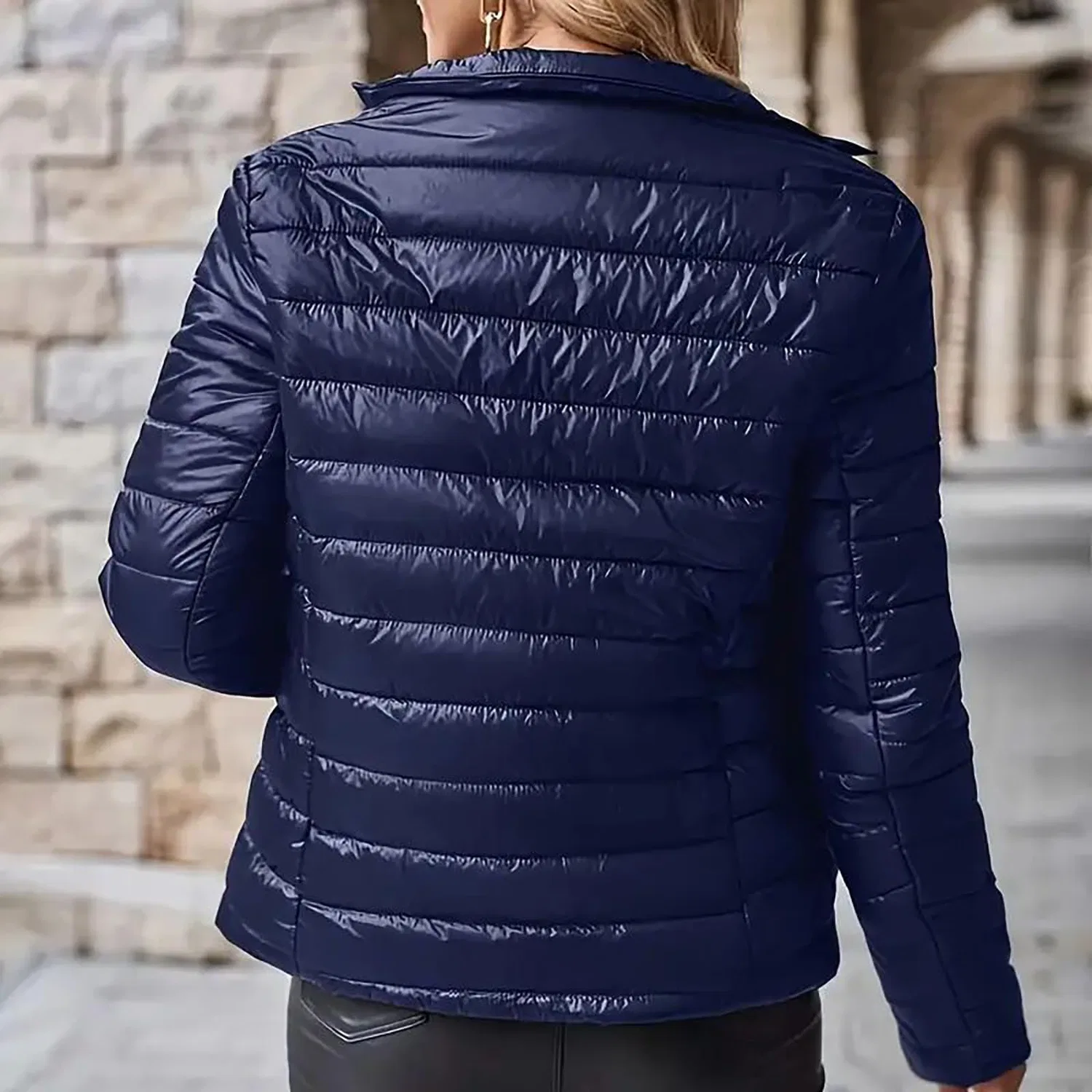 Женская куртка с принтом Stand Collar, Navy — фото 4