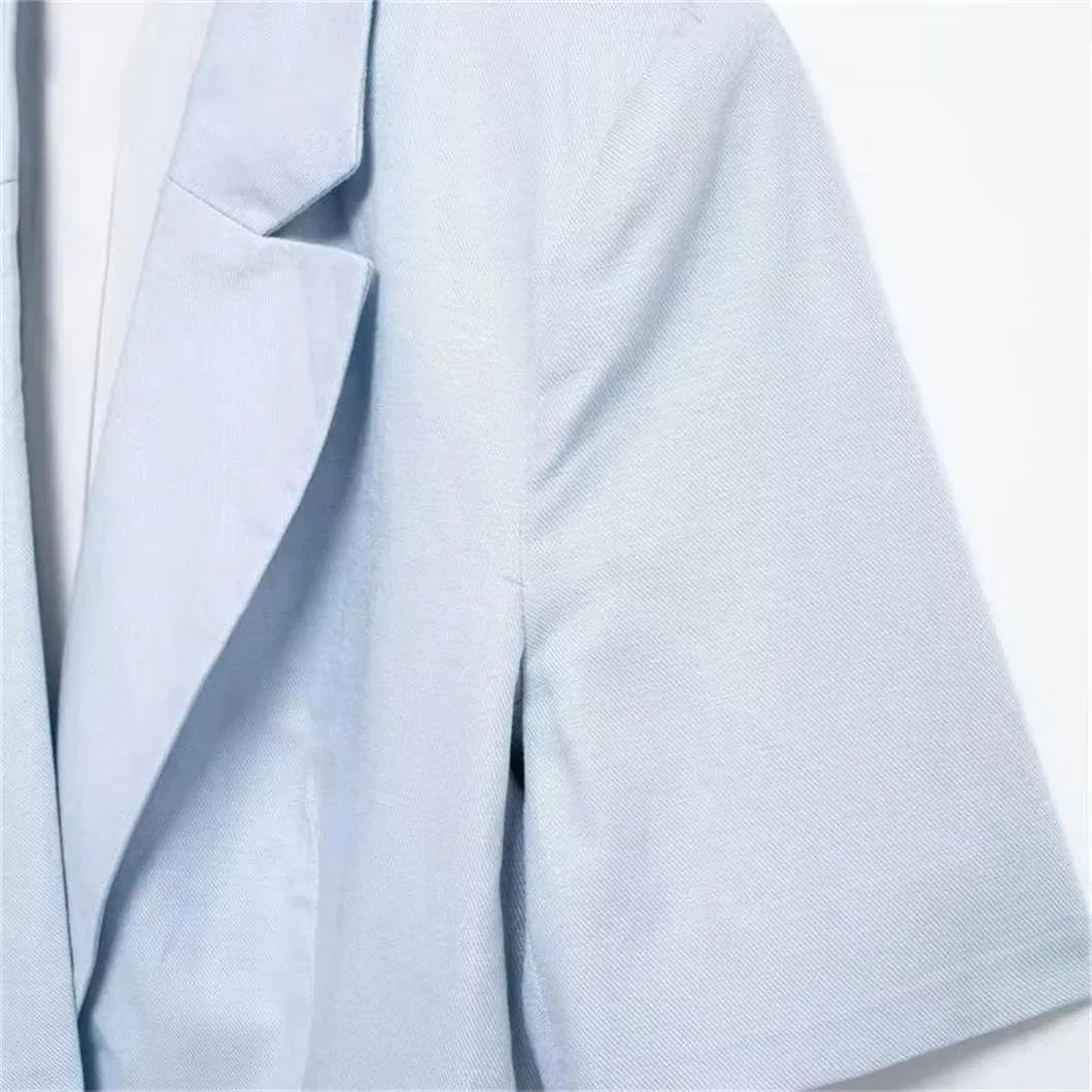 Женское платье-костюм с отложным воротником Generic, Lightblue — фото 2