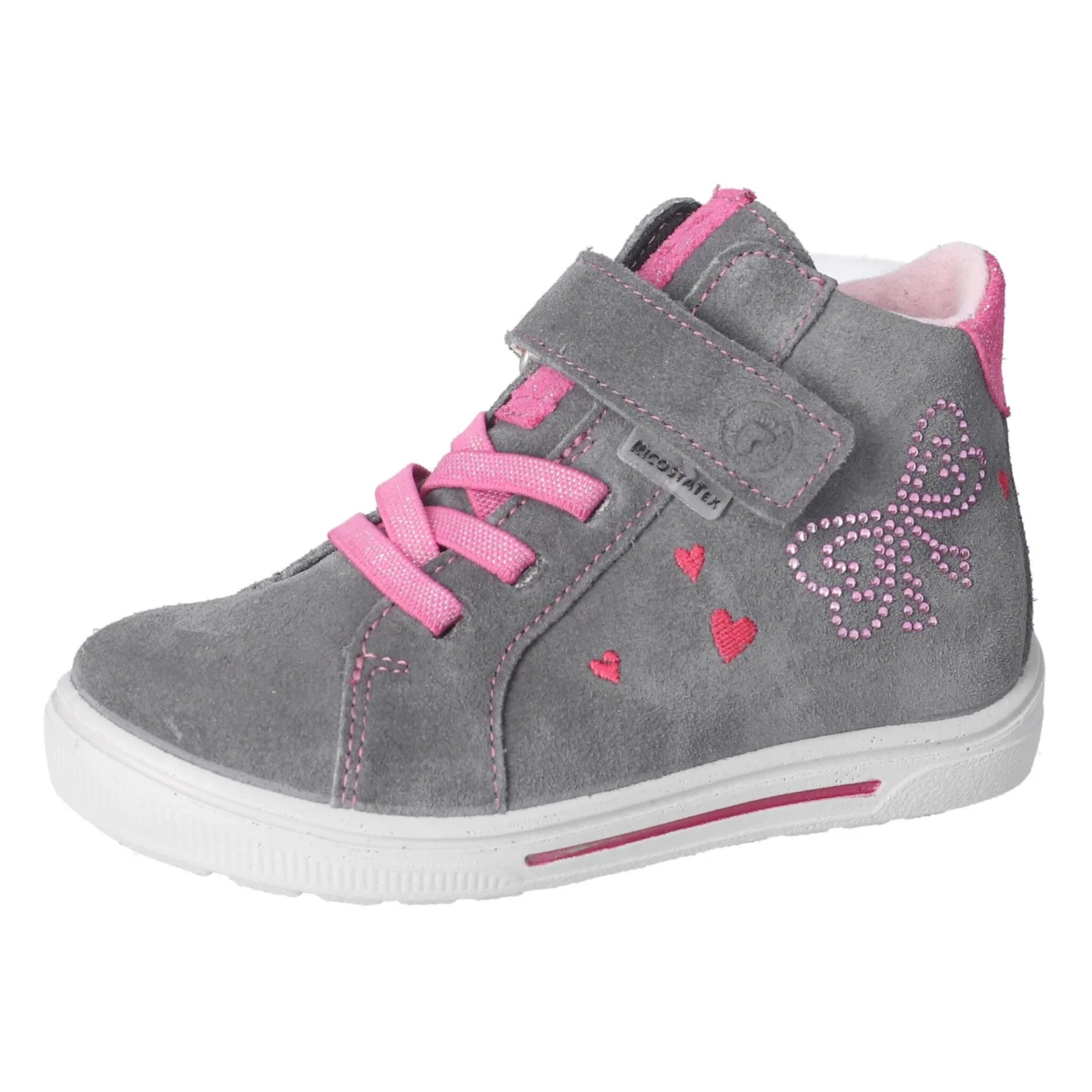 Детские кроссовки с блестками Ricosta, Gray-Pink