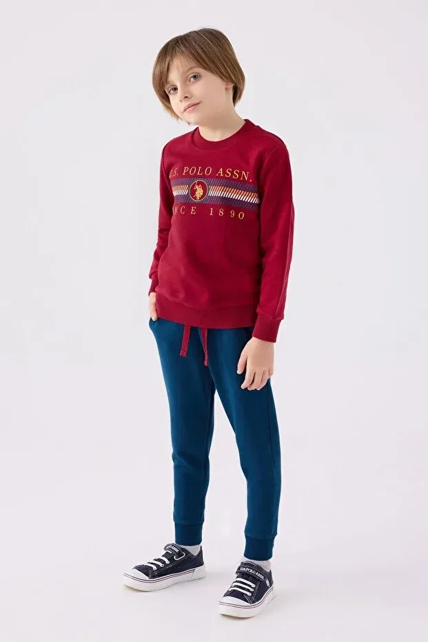 Детский комплект для мальчиков с принтом 3 Thread Raised Winter Boy's Suit U.S. Polo Assn., Burgundy