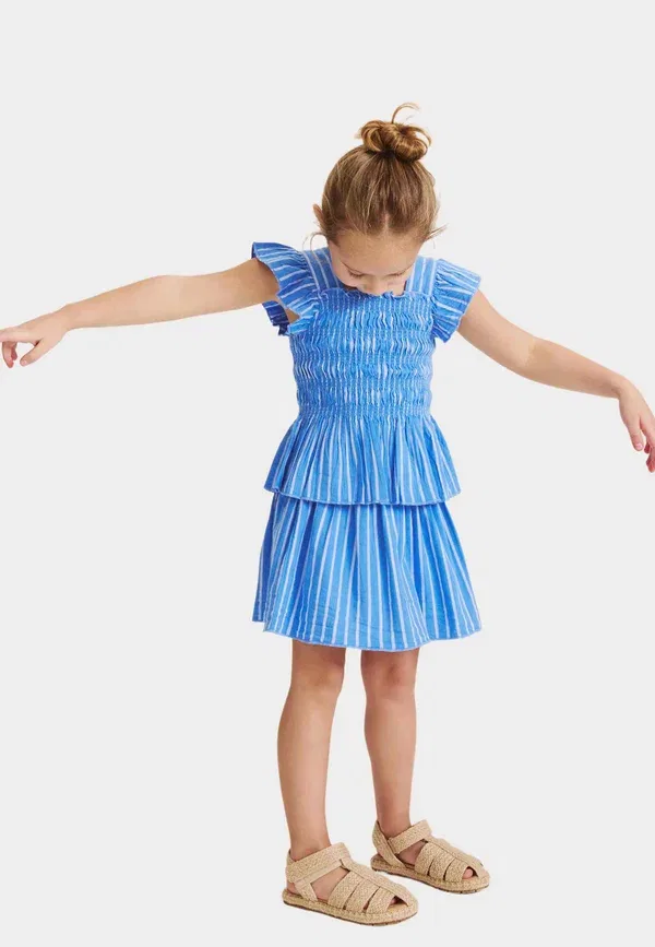 Комплект из топа и юбки, хлопок, pure shirred outfit set, Marks & Spencer, Royal Blue, синий