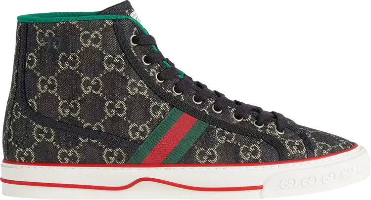 

Кроссовки Gucci Tennis 1977 High Black Mini GG, черный