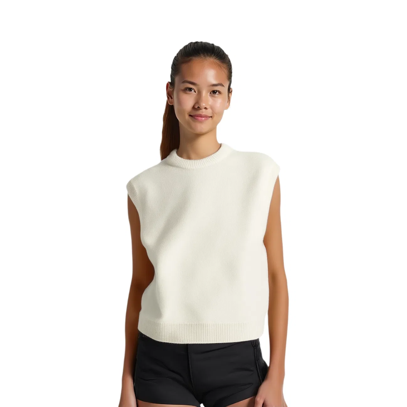 Женский топ без рукавов с круглым вырезом Yellow White ZARA, Yellow White — фото 4