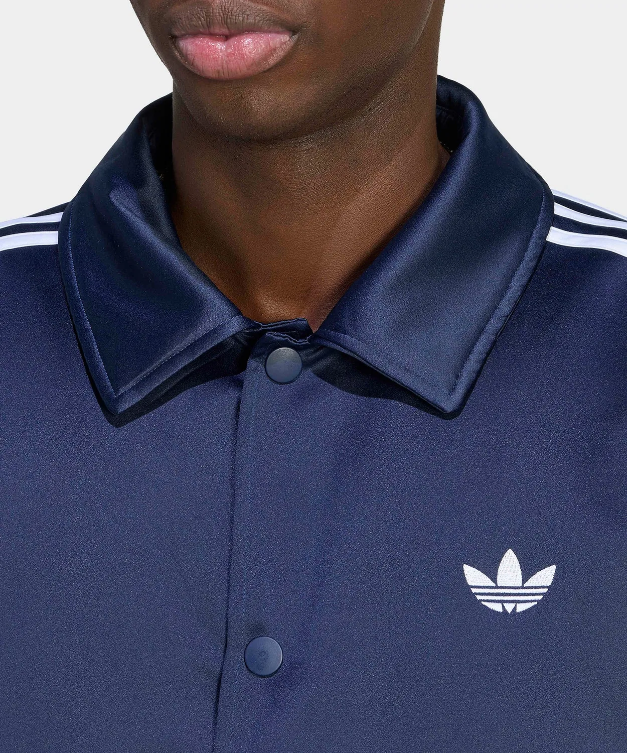 Мужская куртка-коуч с принтом Trefoil Three Stripes Adidas, Navy — фото 3