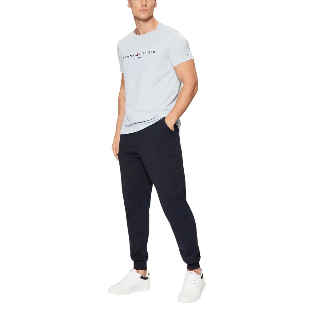 Мужские джоггеры хлопковые с вышитым логотипом Tommy Hilfiger, Blue — фото 3