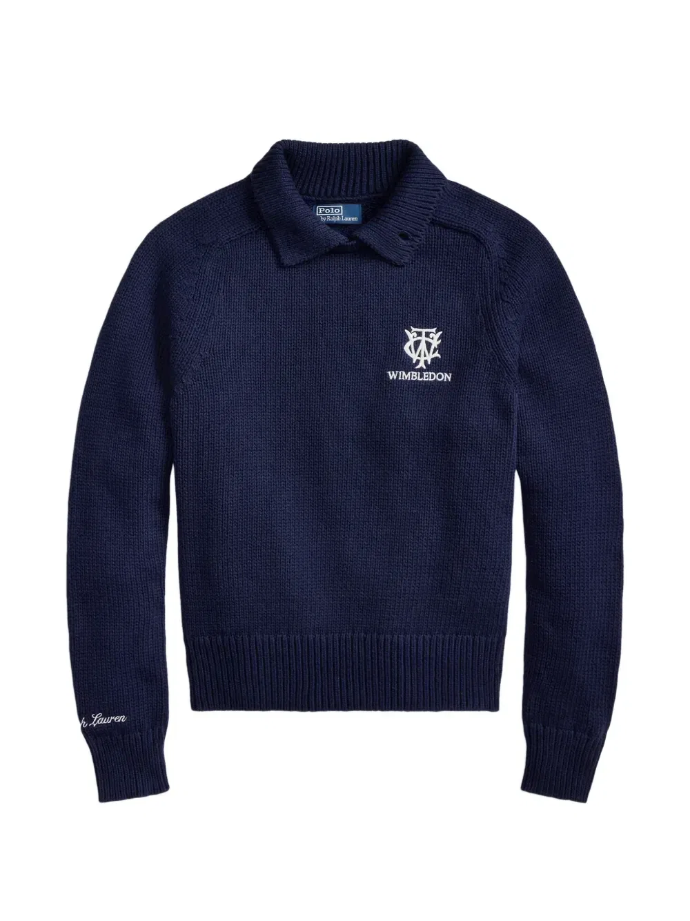 Свитер с вышивкой и ворником поло Polo Ralph Lauren, синий