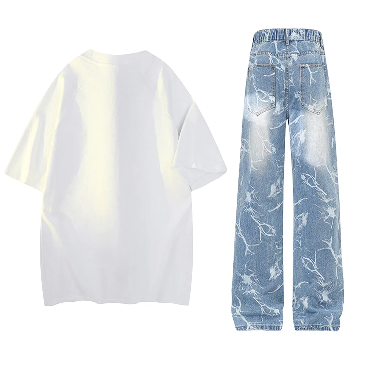 Детский спортивный комплект с коротким рукавом Sky Blue Short-Sleeved+Light Blue Jeans GWAF, Sky Blue/Light Blue — фото 4