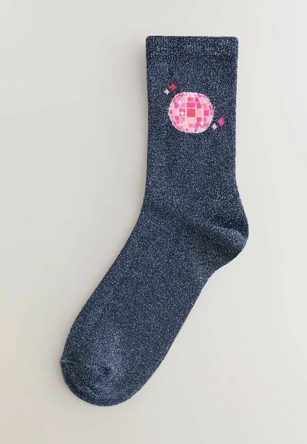 Носки 2 пары с блестками Disco together slogan sparkle ankle socks Next, navy blue, темно-синий — фото 3