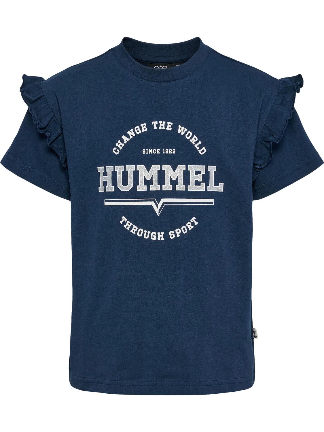 Детская футболка с рюшами Hmlviolet Hummel, Blau Navyblau Gletscherblau