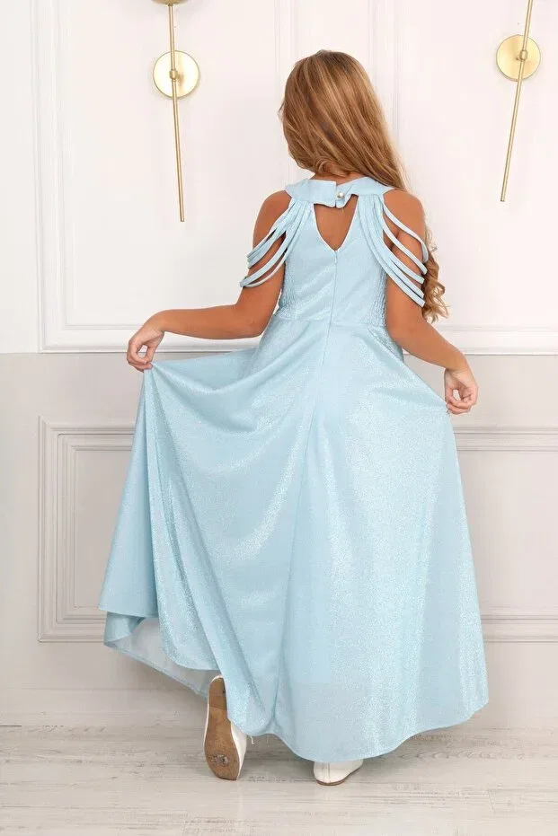 Детское платье для девочек сатиновое A-line Graduation Dress Jannock, Mavi — фото 3