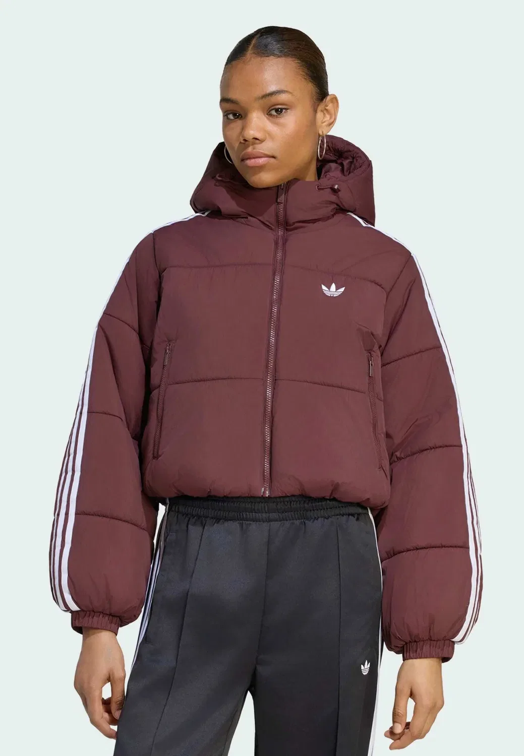 Укороченная пуховая куртка с капюшоном Adicolor - зимняя куртка Adidas Originals, Aurora Ruby