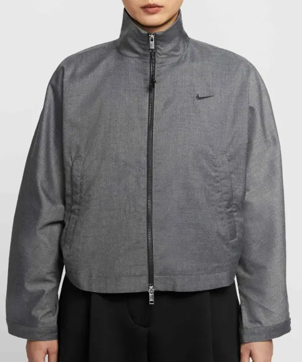Куртка спортивная оверсайз, утепленная, Nike, черный хэдер — фото 4