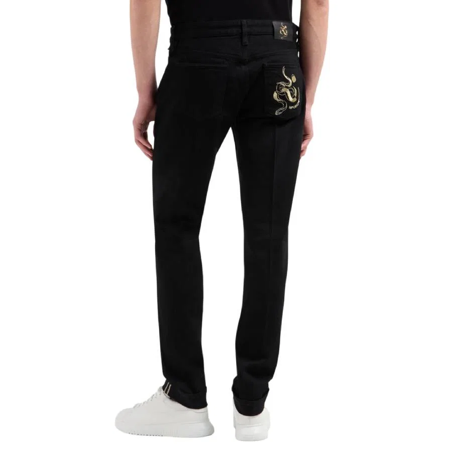 Джинсы с вышивкой J75 Slim-Fit Emporio Armani, Black Denim — фото 3