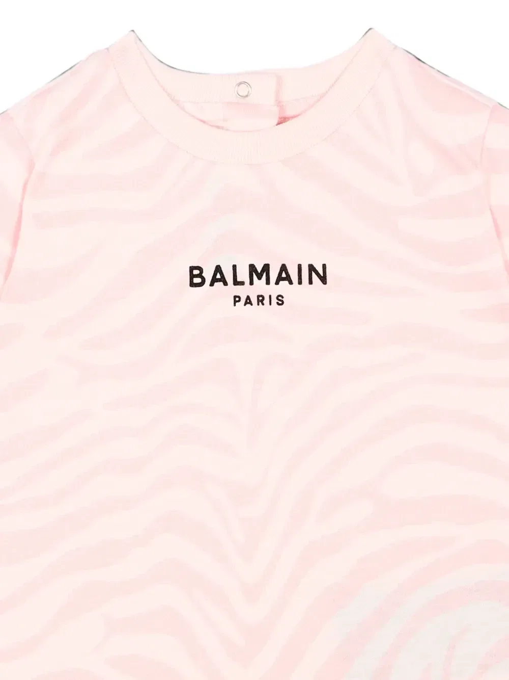 Футболка из хлопка с зебровым принтом Balmain Kids, розовый — фото 3