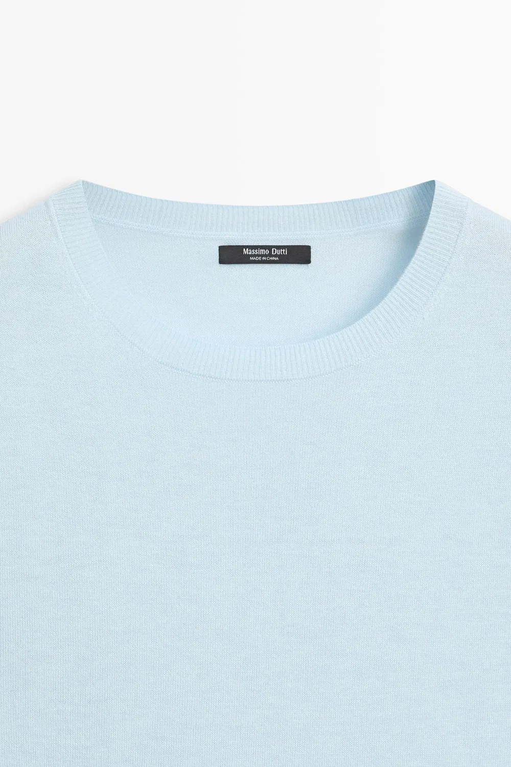 Свитер Massimo Dutti, тонкой вязки с короткими рукавами, светло-голубой — фото 4