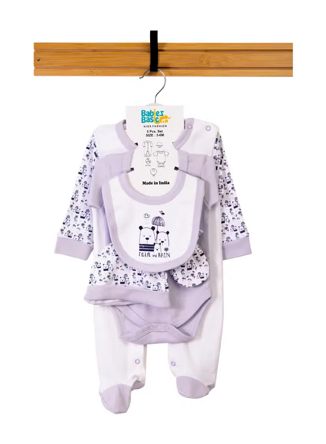 Комплект детский из хлопка 5 предметов Rain Babies Basic, лавандовый