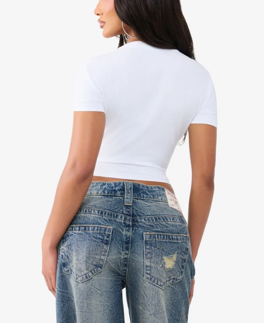 Футболка с кристальным принтом Crystal Baby True Religion, Optic White — фото 4