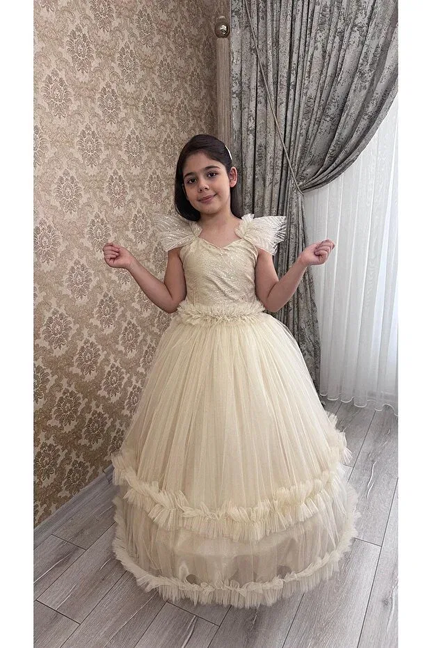 Детское платье для девочек кружевное Tuha Kids Design, Beige