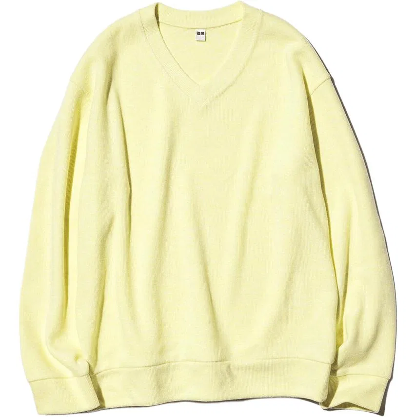 Женская толстовка с V-образным вырезом Apricot Yellow UNIQLO, Абрикосовый Желтый