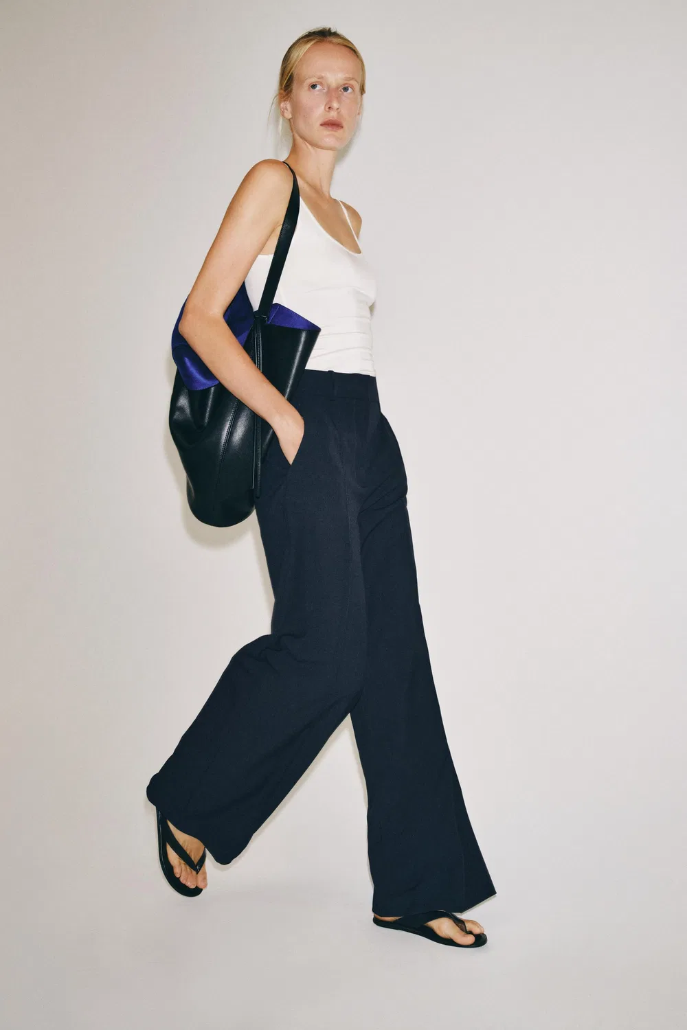 Брюки с широкими штанинами из коллекции ZW ZARA, Navy blue — фото 2