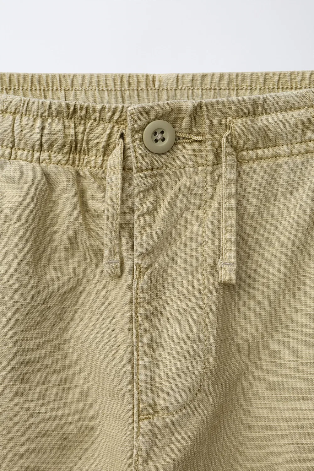 Хлопковые свободные брюки ZARA, Khaki — фото 3