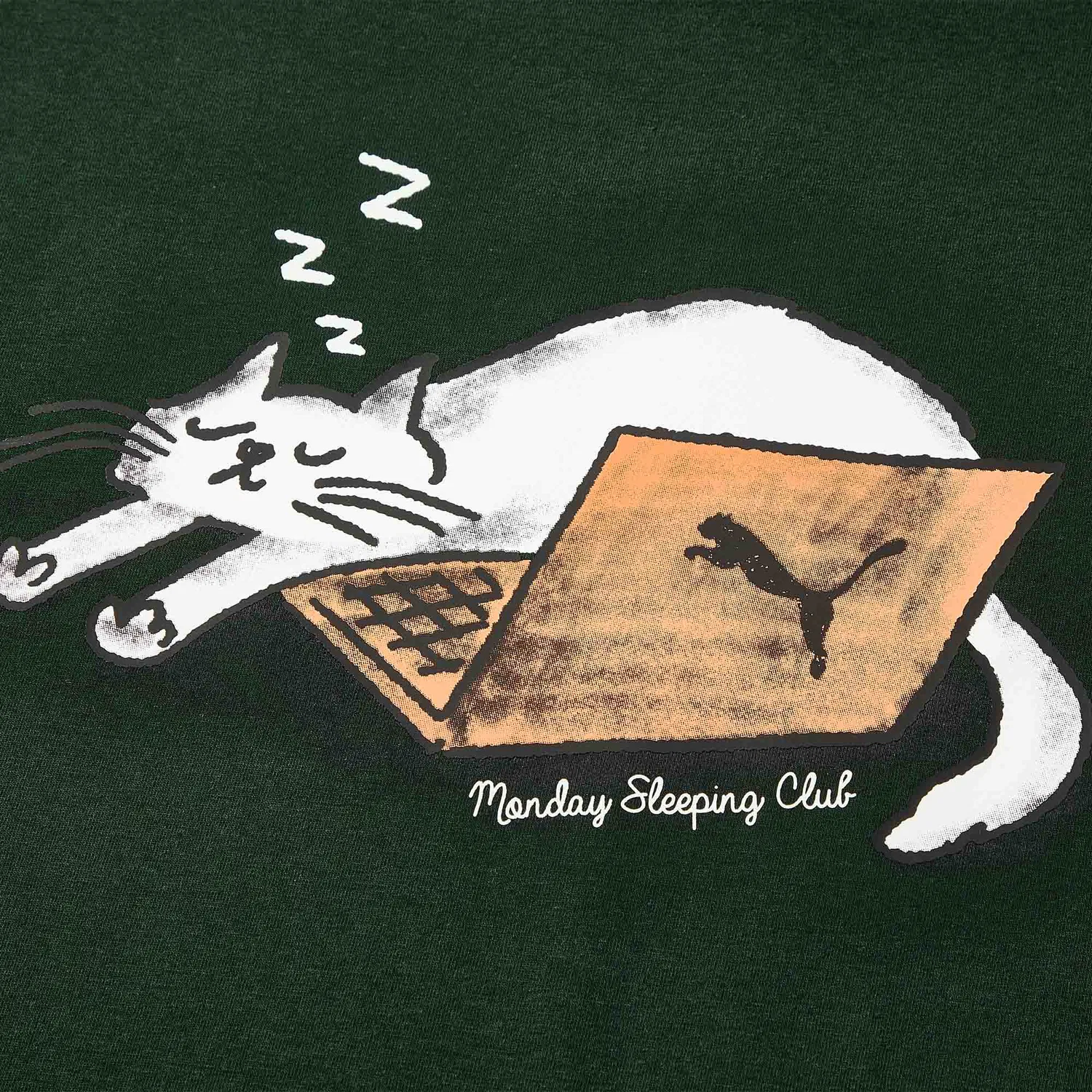 Детская футболка с круглым вырезом PUMA X MONDAY SLEEPING CLUB, Цвет Forest Green — фото 4