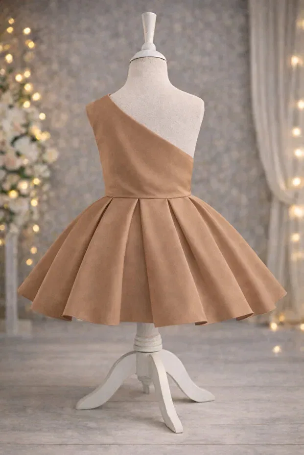 Детское вечернее платье для девочек с розой Musgem Special Design Rosalia Model, Brown — фото 3