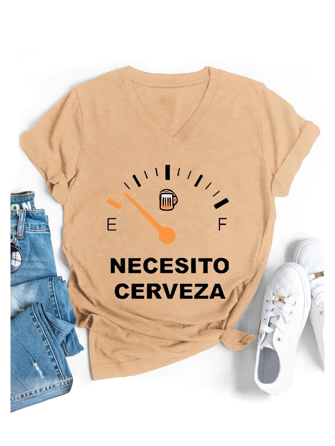 Мужская футболка с принтом Necesito Cerveza Shirt, Dark Khaki