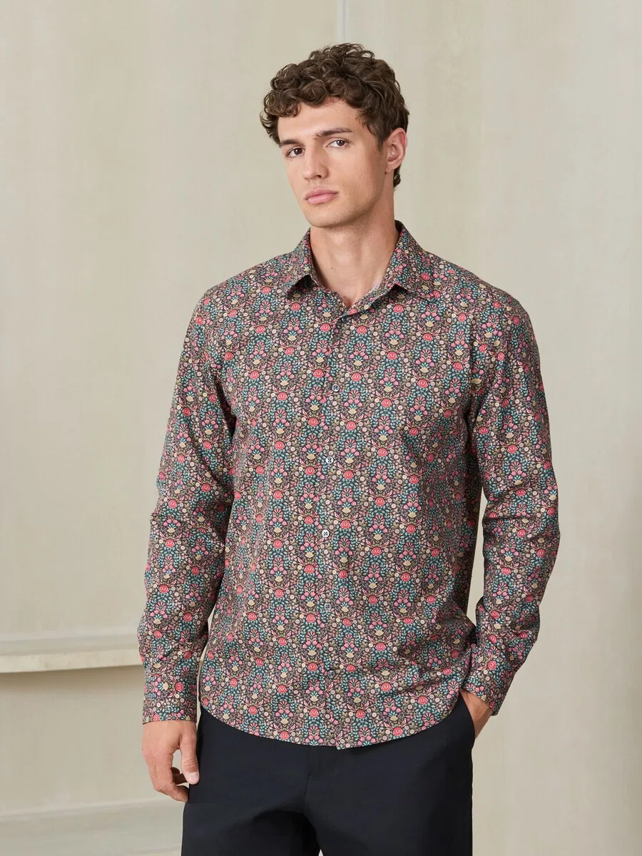 Рубашка Next Regular fit Button Up Shirt 'N. Premium' темно-коричневого цвета — фото 2