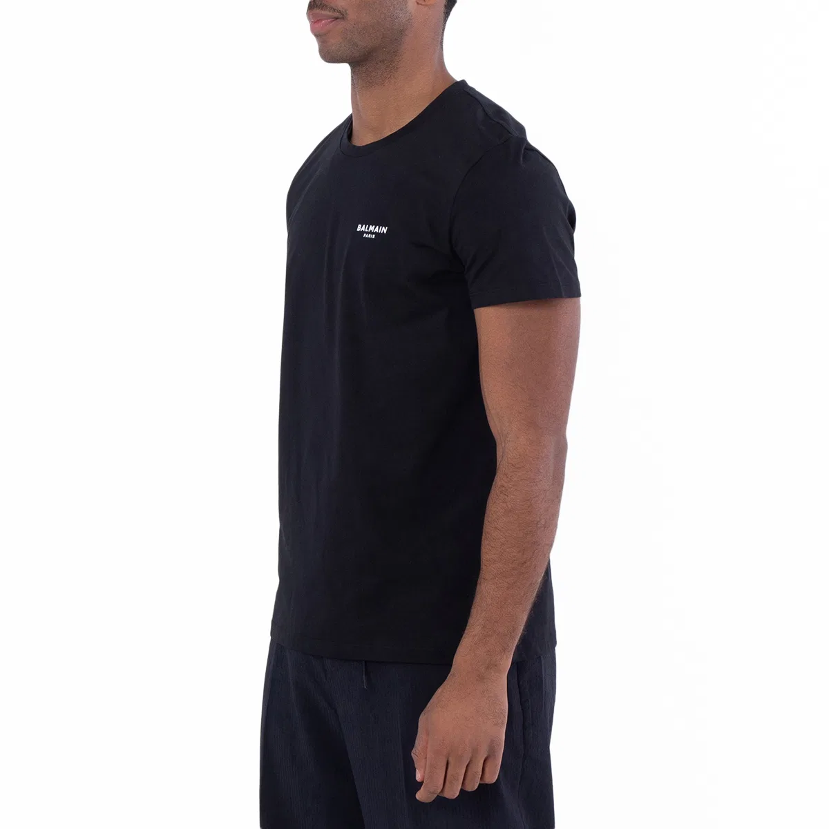 Футболка с принтом Flock Logo Cotton T Shirt Balmain, Eab Black/White — фото 3