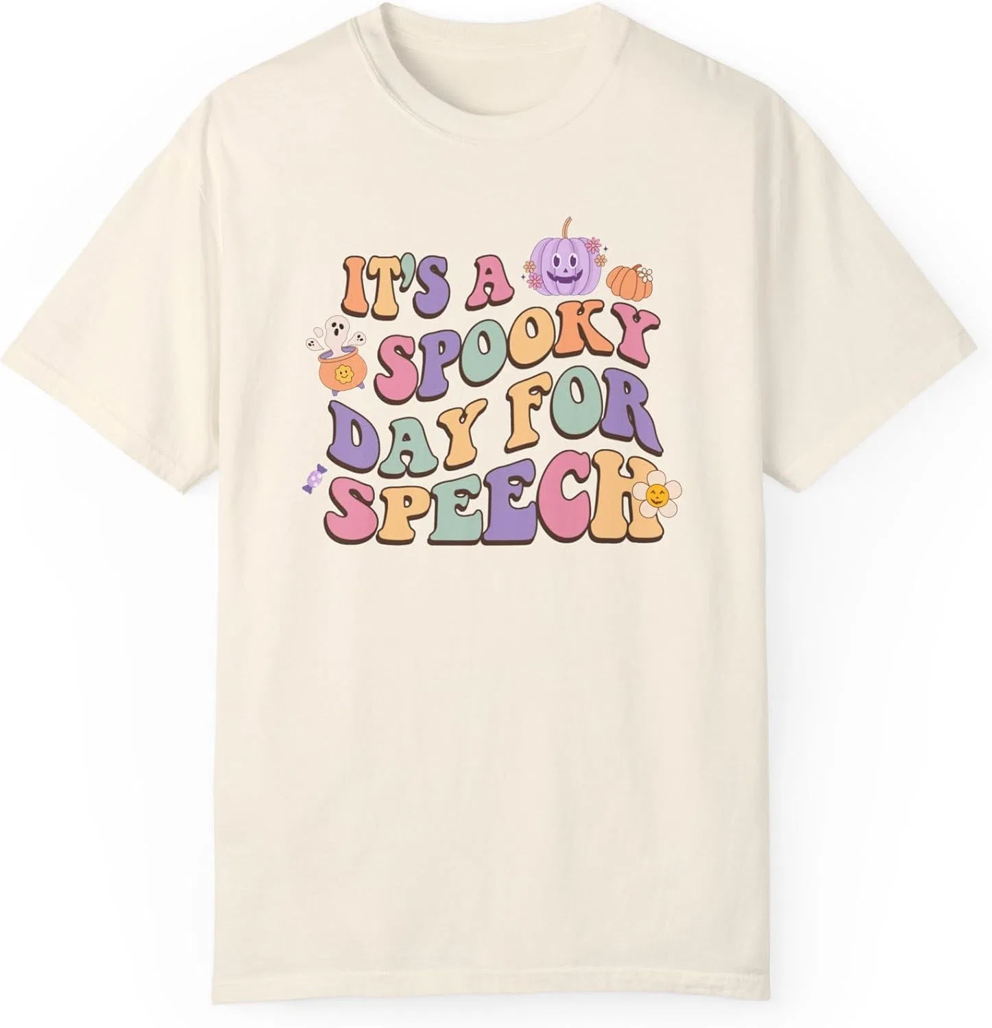 Футболка с принтом Halloween Speech Therapy Comfort Colors, Ivory