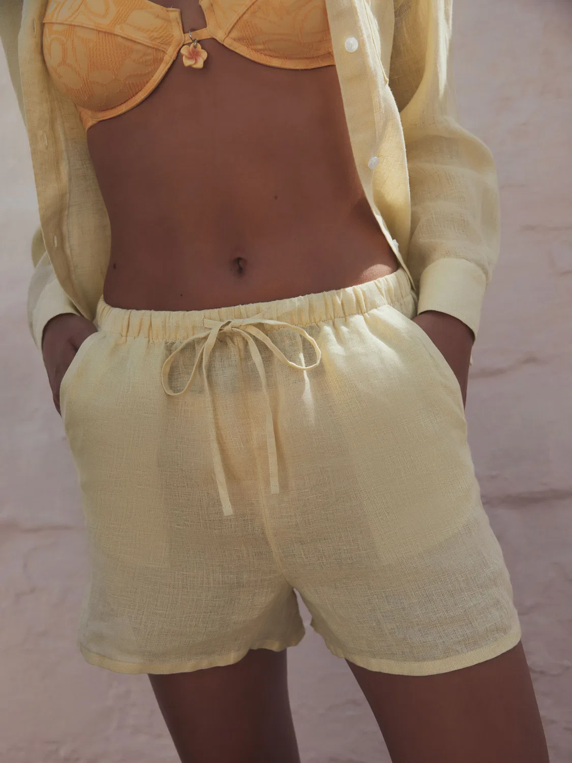 Шорты Premium 100% Linen Next, Yellow