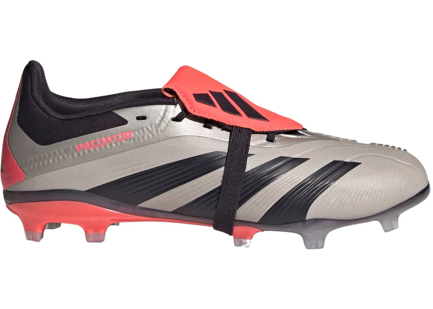 Детские бутсы с откидным язычком Adidas Predator Elite Fold-Over Tongue FG, Platinum Metallic/Aurora Black/Carbon