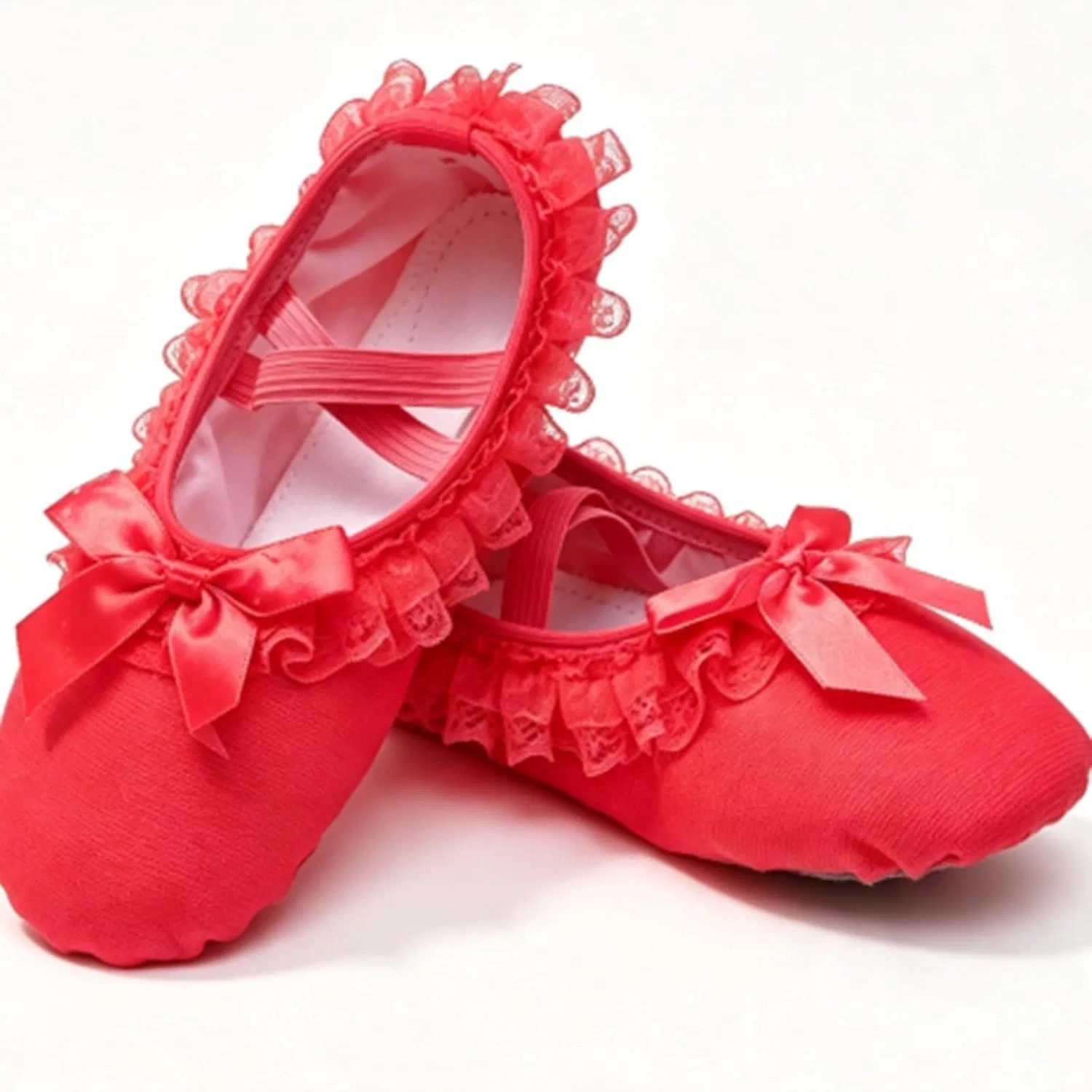 Детские балетки для девочек с принтом Canvas Ballet Shoes Girls Split Sole Soft Flats Elastic Straps Slippers — фото 3