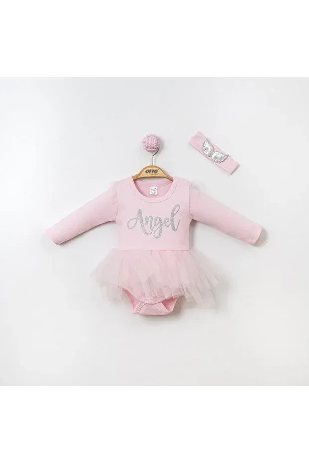 Детское платье для девочек с длинным рукавом Mikili Dress With Tutu Bottom Otto Baby, Pink
