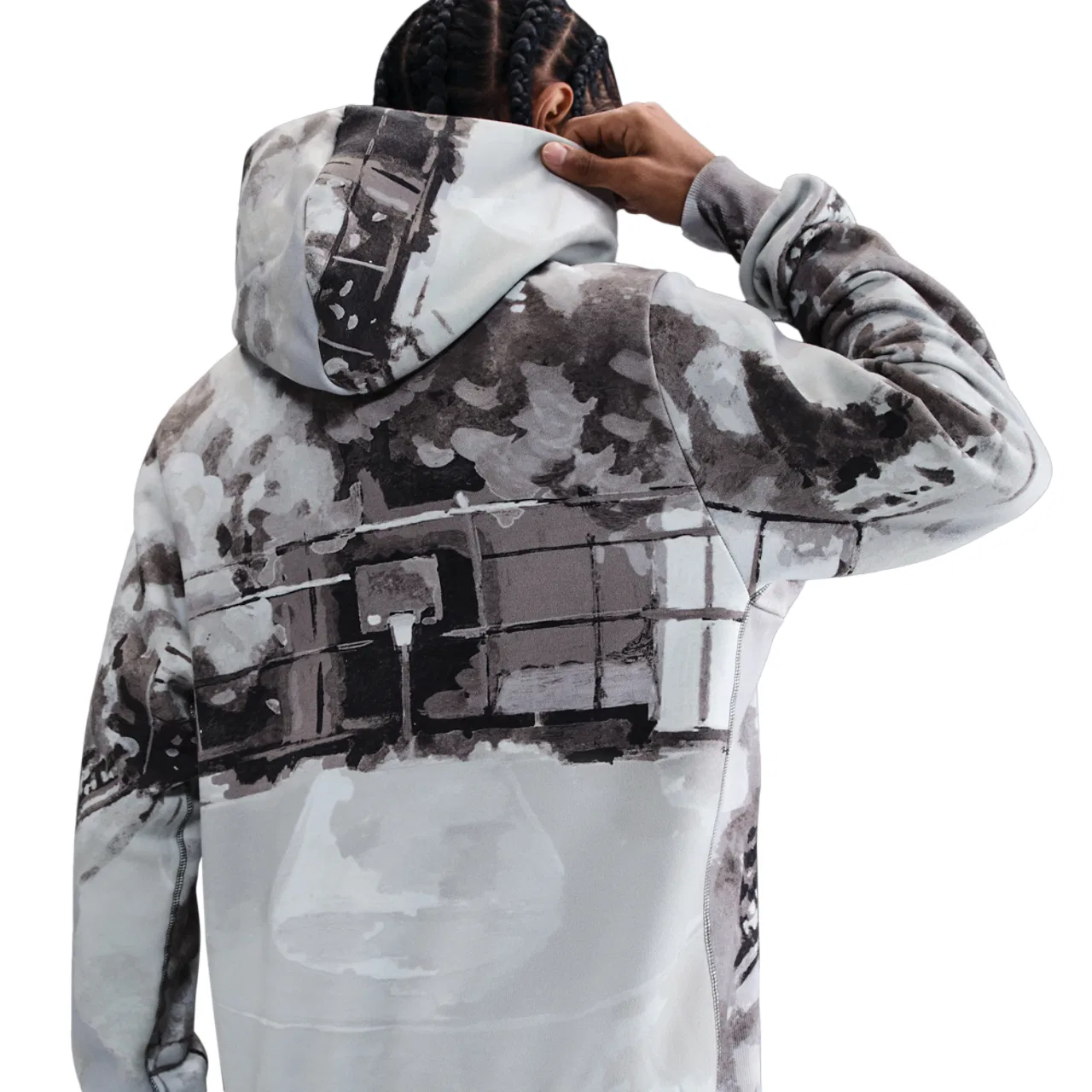 Толстовка мужская с капюшоном TF SI Brushed Pullover Nike, цвет Iron Grey/Pale Ivory — фото 2
