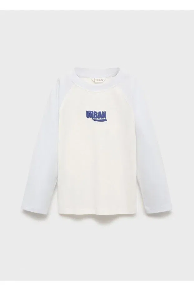 Детская хлопковое футболка с длинным рукавом Mango Baby, Sky Blue — фото 3