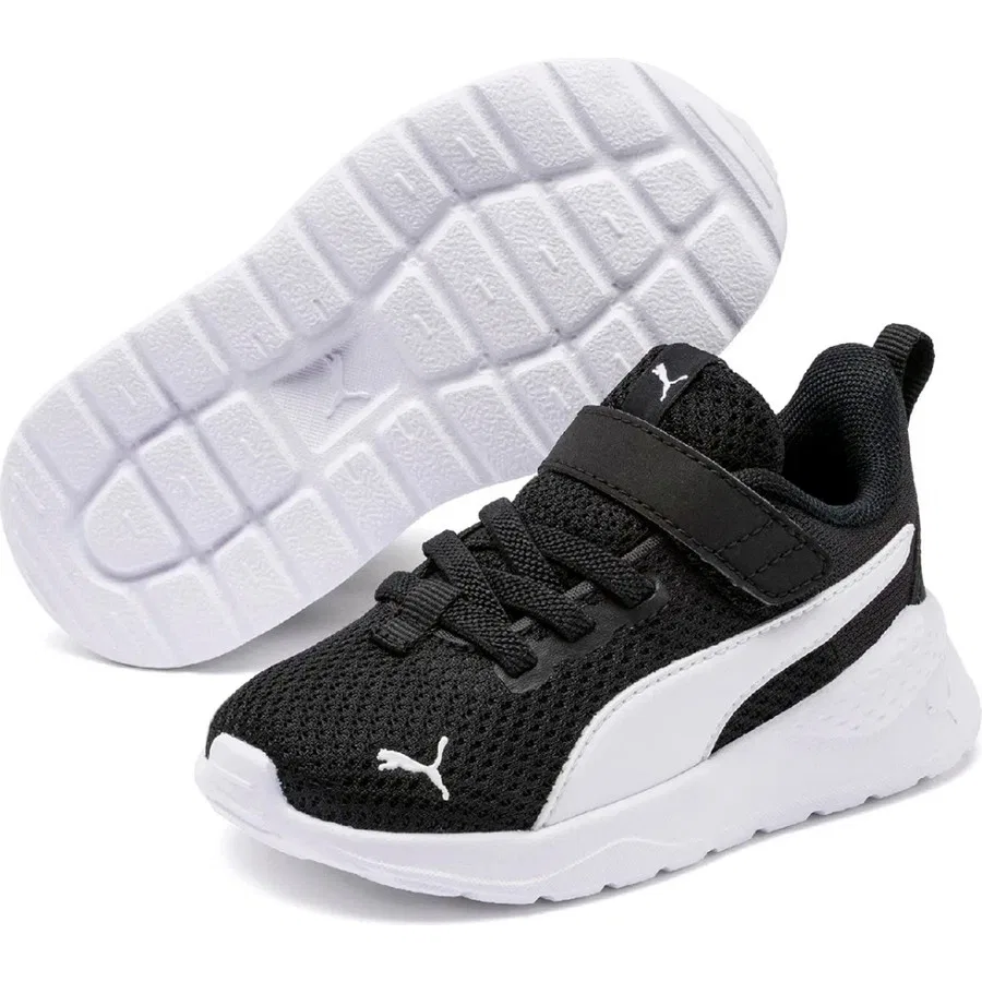 Детские кроссовки с липучкой Anzarun Lite AC Inf Puma, Черно-белый — фото 4