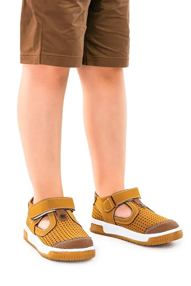 Детские кеды для мальчиков на липучке Kiko Kids, Tan Color — фото 2