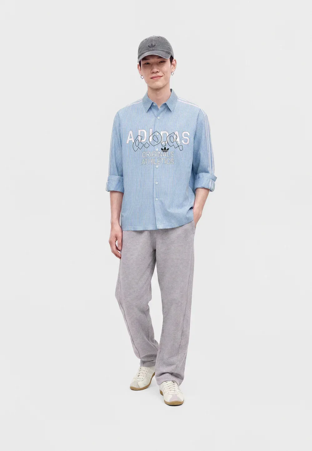 Оригинальная рубашка унисекс на пуговицах Adidas Originals, Night Indigo — фото 3