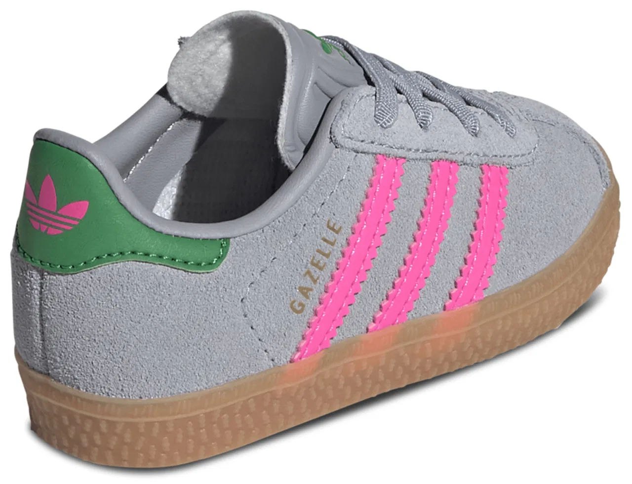 Кеды для девочек Gazelle Adidas, цвет Lucid Pink/Halo Silver/Green — фото 3