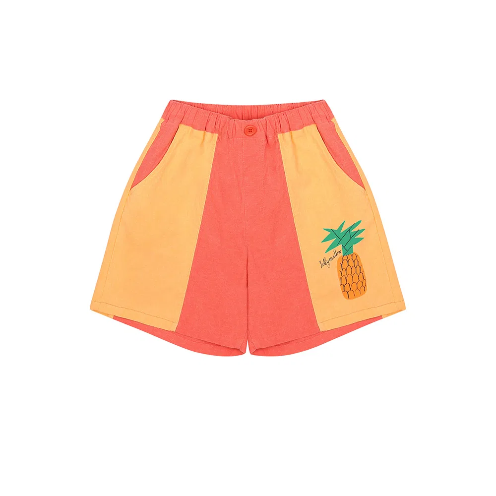 Детские шорты Jelly Mallow Pineapple Pig с контрастной отделкой, красные — фото 2