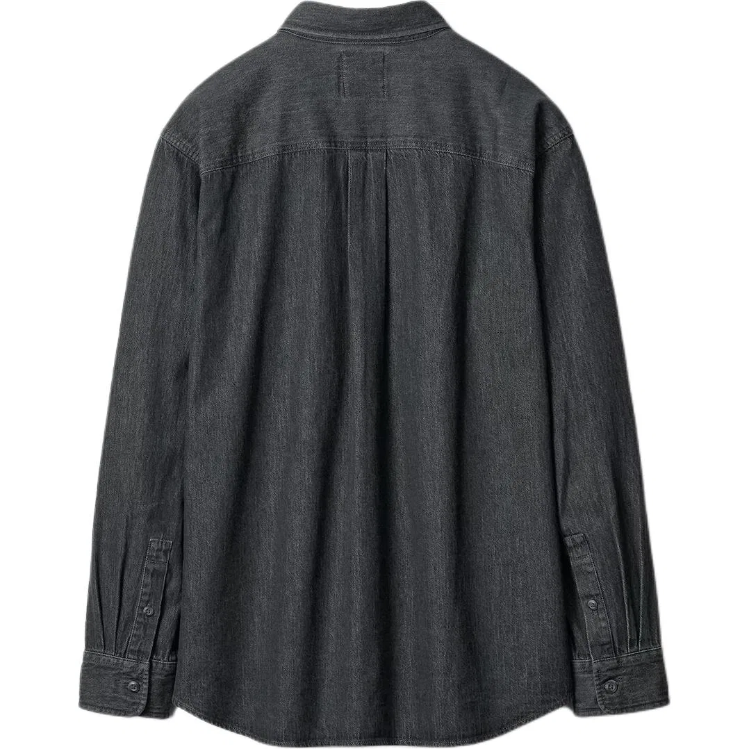 Детская джинсовая рубашка с длинным рукавом UNIQLO, Dark Gray — фото 3